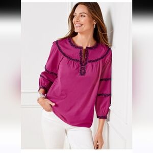 Magenta Embroidered Women's Top Size M